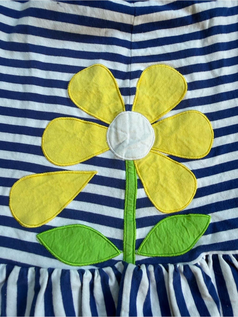 Florence Eiseman Navy & White Striped Sundress with Yellow Daisy 4T - Picture 4 of 8